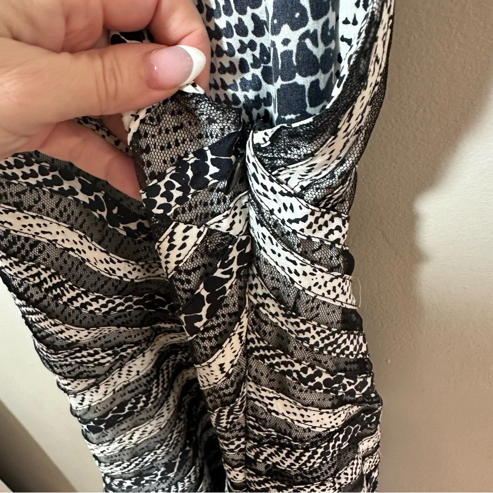 Parker Dress Women's Small Black & White Silk Halter Fit & Flare No Size Tag - Picture 8 of 10